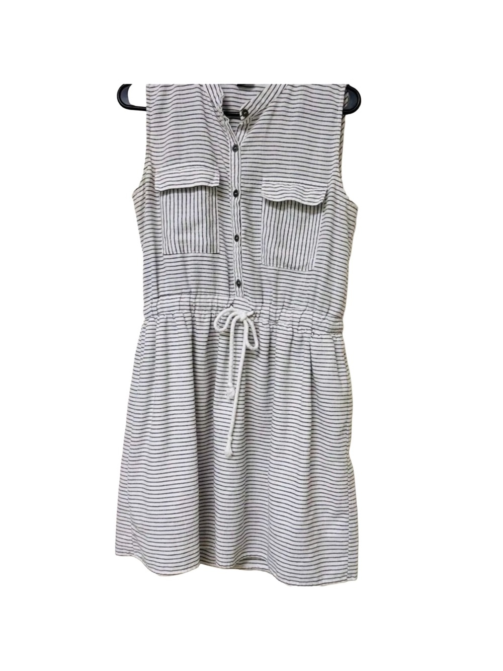 Ethereal by Paper Crane White & Black Stripe‎ Sleeveless Cotton Dress, S